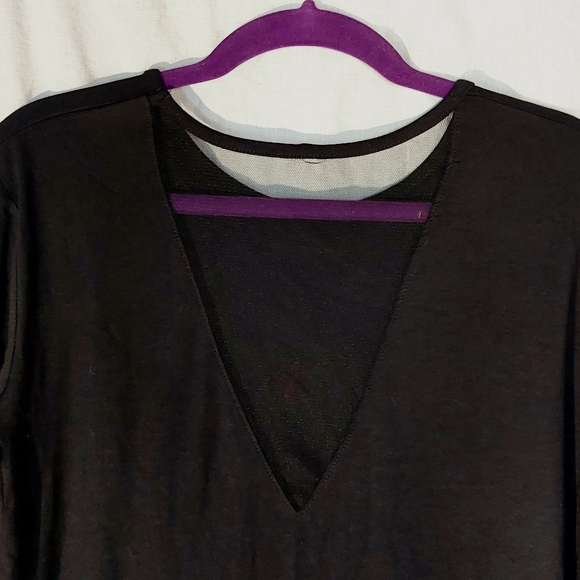 Scarlett black sheer-stripe long-sleeved top, L, NWOT - Picture 4 of 5